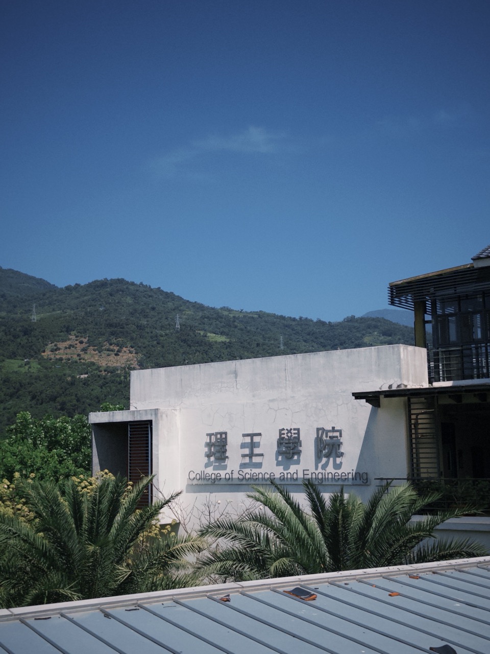 臺東校園的理工學院建築與遠方山景